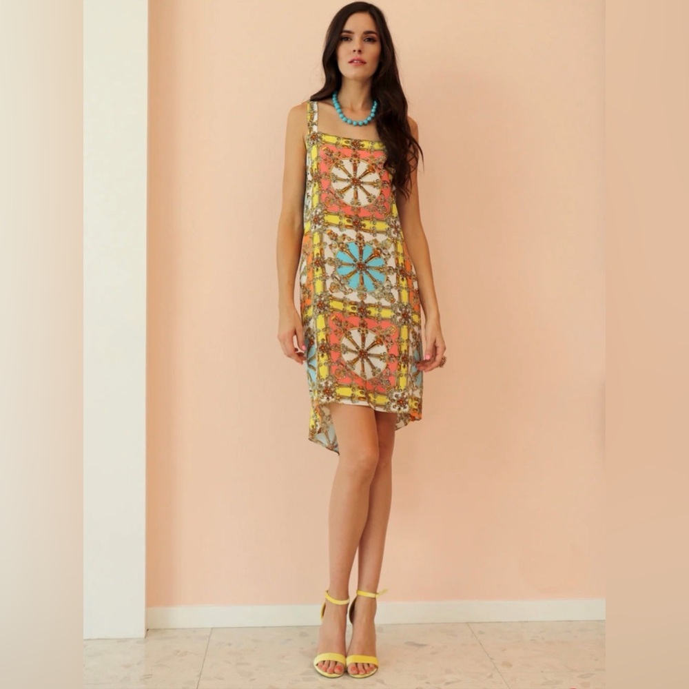 Candice Held Chiara "Movie Colony" Engineered Print Silk Dress